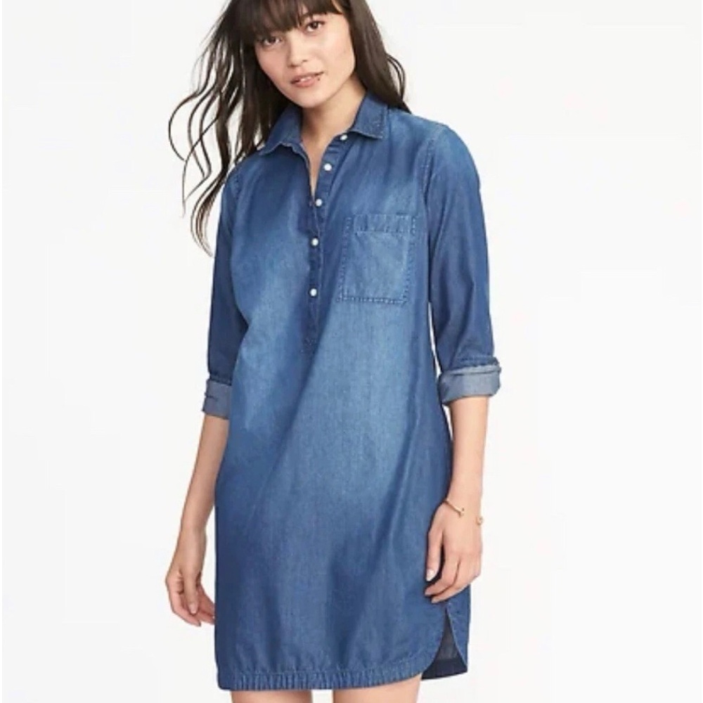Old Navy Denim Shirt Dress in Mid Blue XL